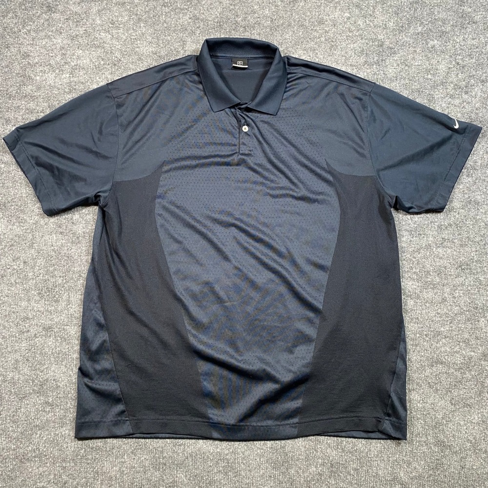 Nike Golf Fit Dry Polo Shirt Mens XXL Navy Blue Mesh Panel 194474 Short Sleeve